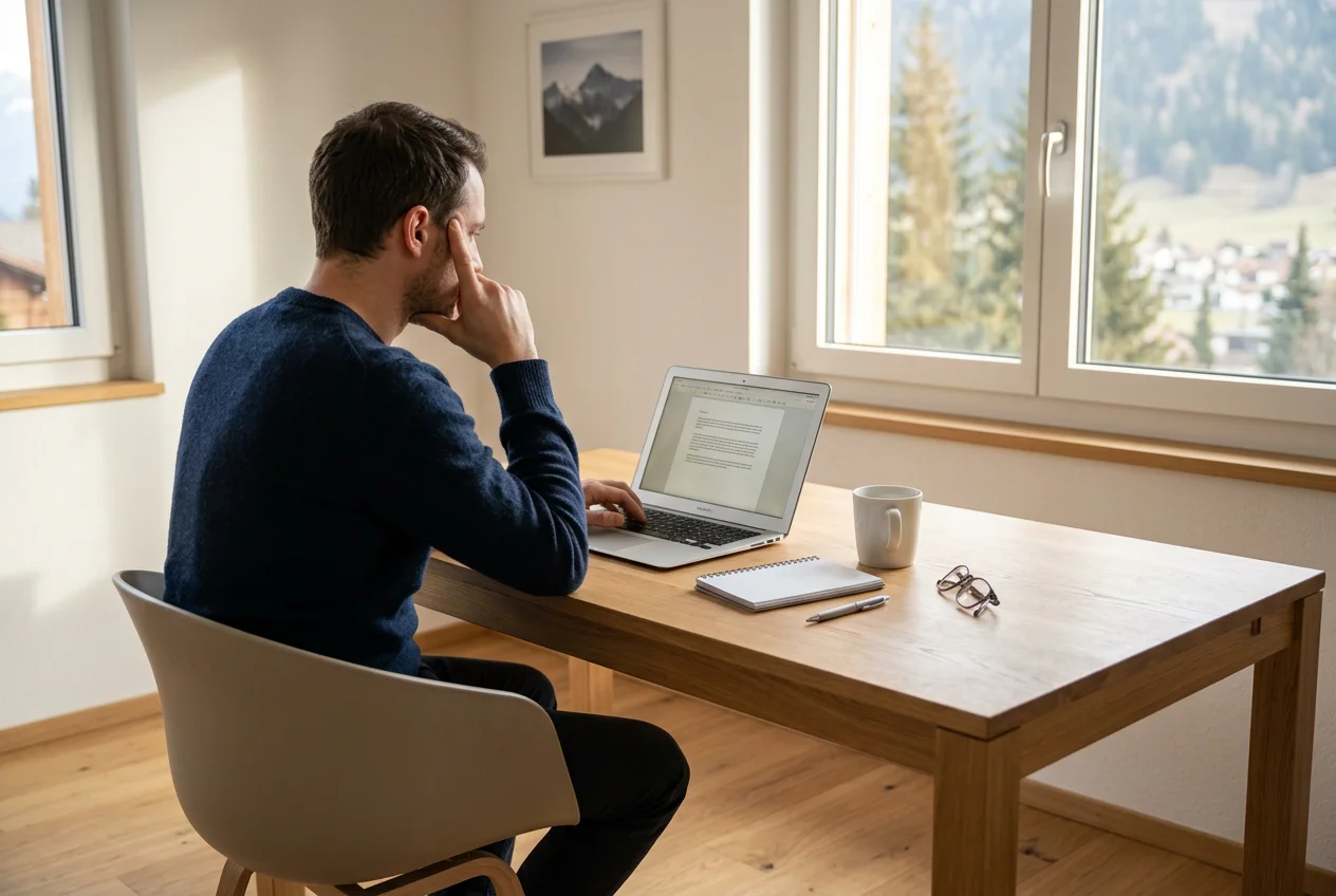 Person analysiert Daten auf Laptop — Entscheidungsfindung bei Bitcoin Wetten