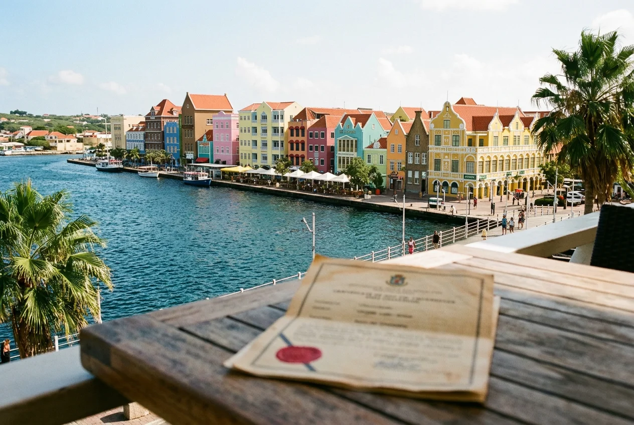 Karibische Küste Curaçao mit Glücksspiel-Lizenzdokument