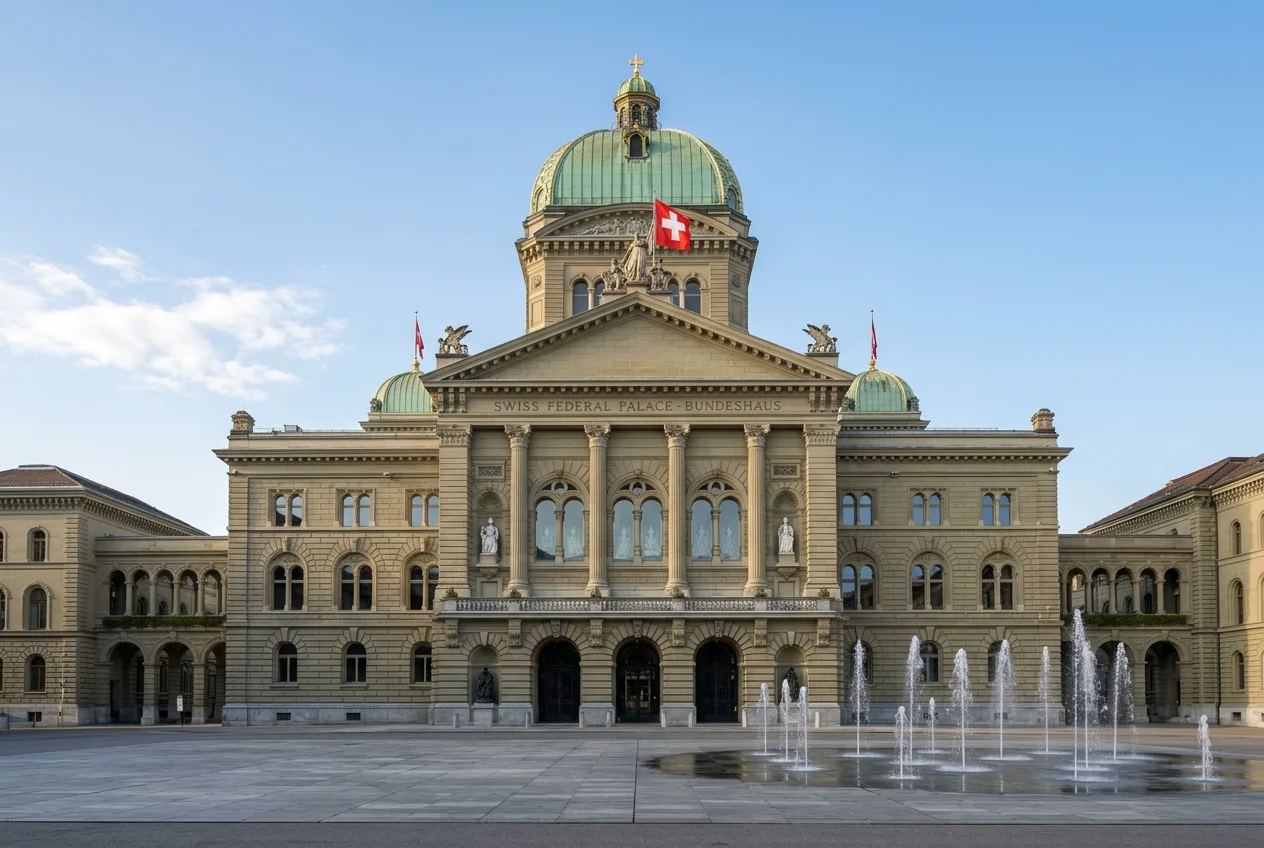 Schweizer Bundeshaus in Bern — Symbol für das Geldspielgesetz BGS
